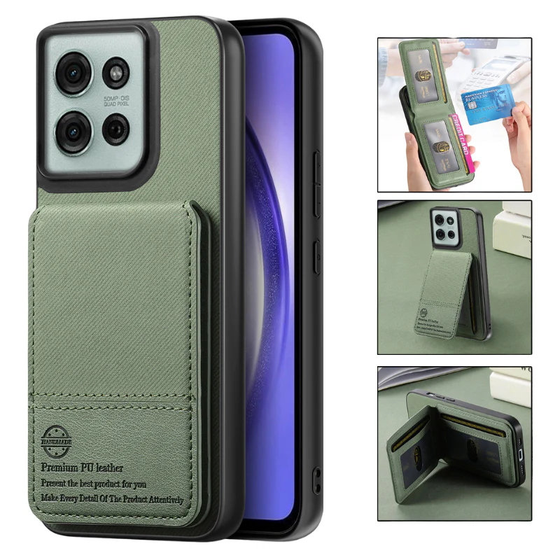 [With Card Slot][Built-in Holder] Motorola Moto Edge 70 Fusion - Shockproof Wallet Series Case