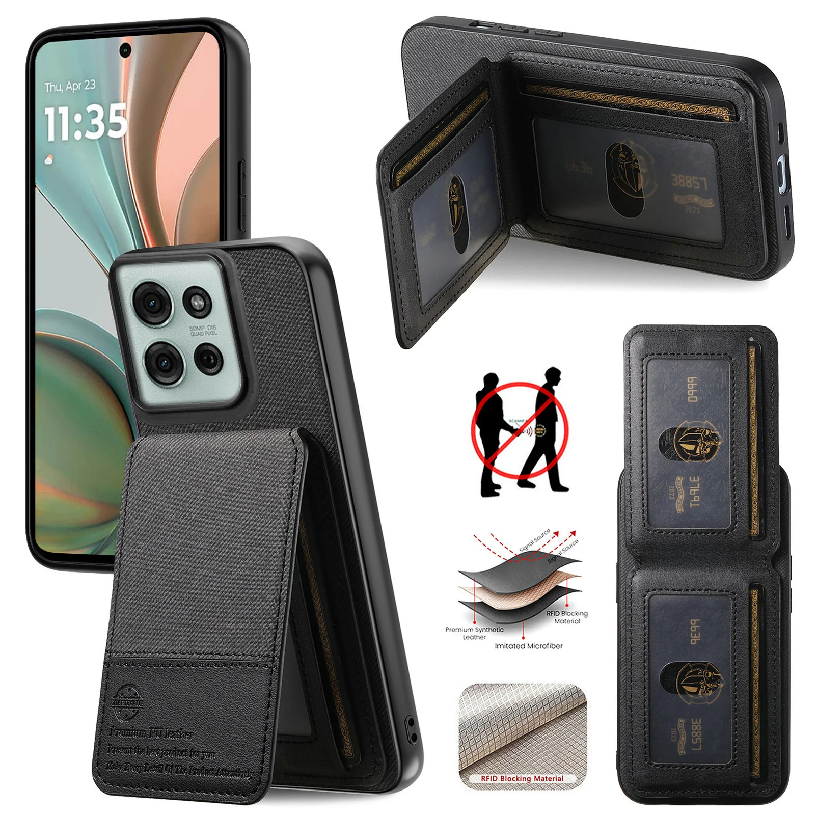 [With Card Slot][Built-in Holder] Motorola Moto Edge 70 Fusion - Shockproof Wallet Series Case - Image 14