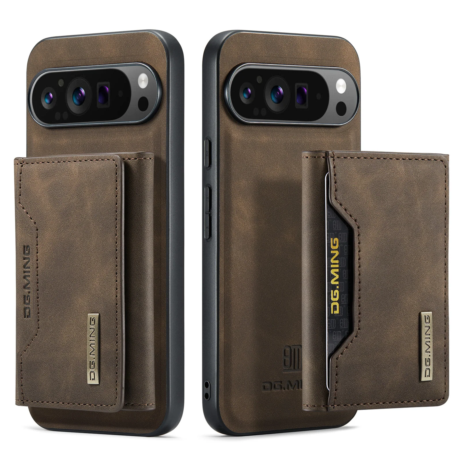[With Card Slot] Google Pixel 9/9A/Pro/XL - Business Premium Leather Back Cover Magnetic Detachable  Shockproof Case
