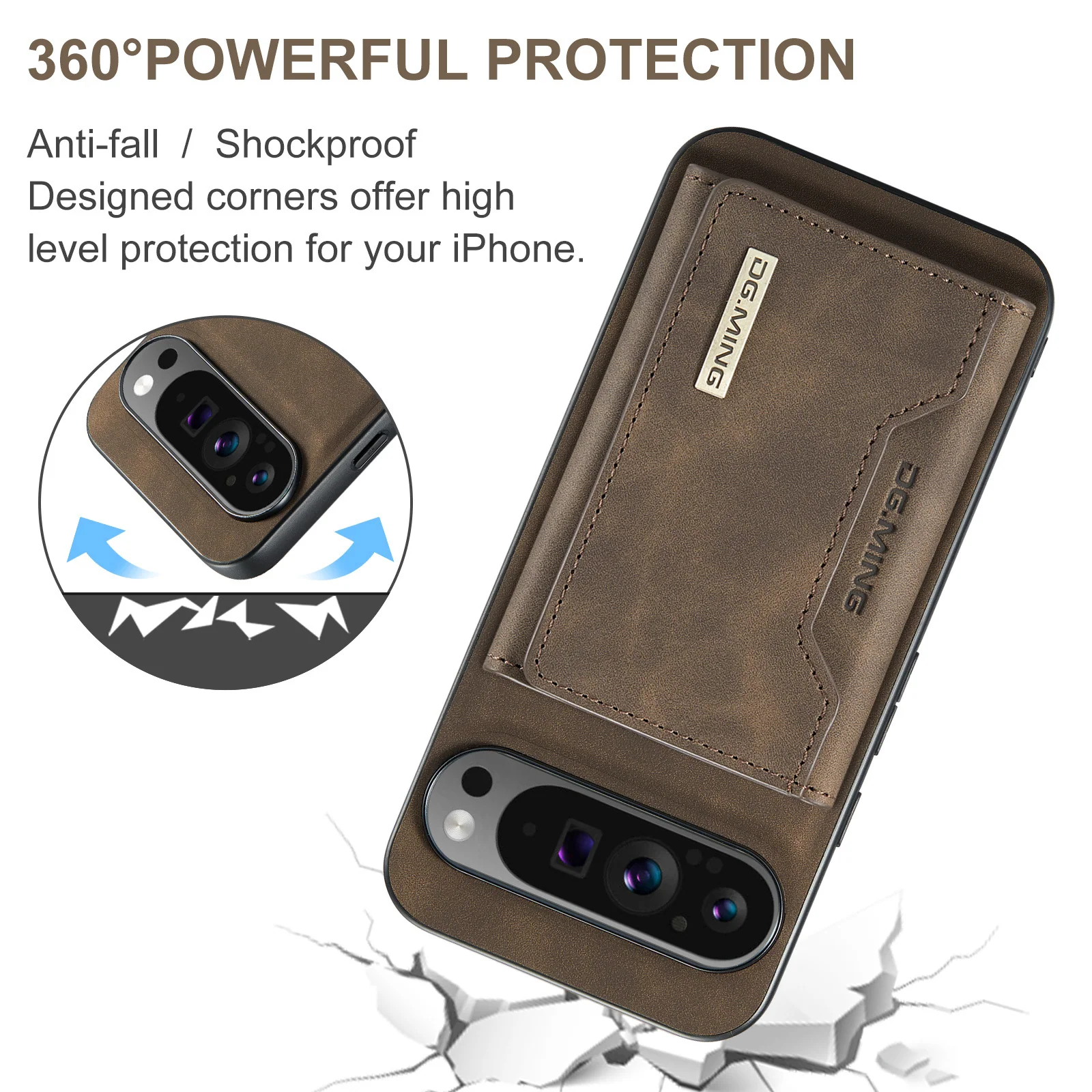 [With Card Slot] Google Pixel 9/9A/Pro/XL - Business Premium Leather Back Cover Magnetic Detachable  Shockproof Case - Image 13
