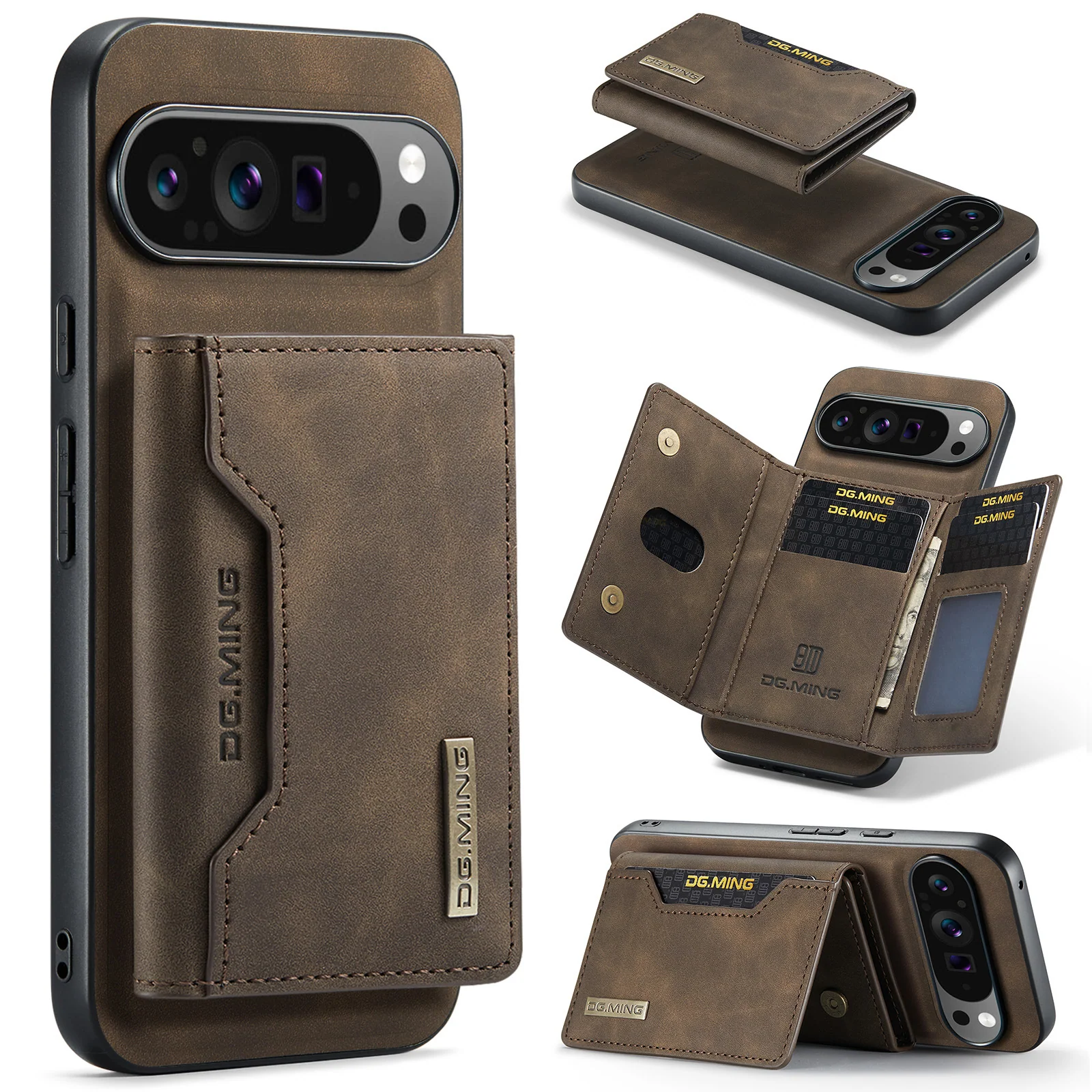 [With Card Slot] Google Pixel 9/9A/Pro/XL - Business Premium Leather Back Cover Magnetic Detachable  Shockproof Case - Image 7