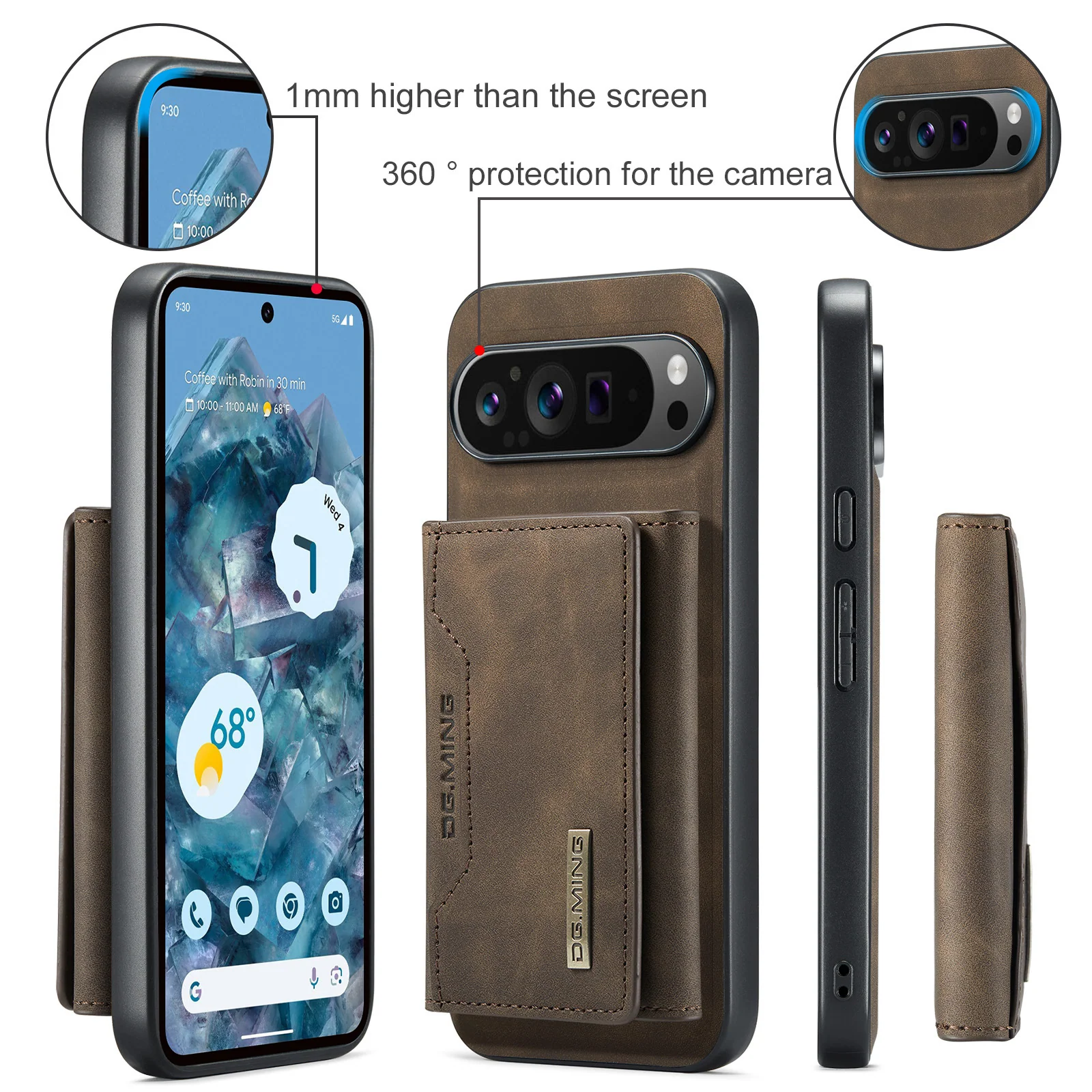 [With Card Slot] Google Pixel 9/9A/Pro/XL - Business Premium Leather Back Cover Magnetic Detachable  Shockproof Case - Image 9