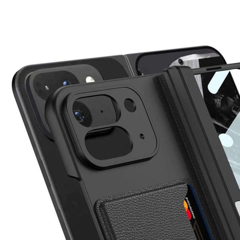 [With Card Slot] Google Pixel 9 Pro Fold - Integrated Shell & Film With Hinged Design Stand Series Case - Image 5