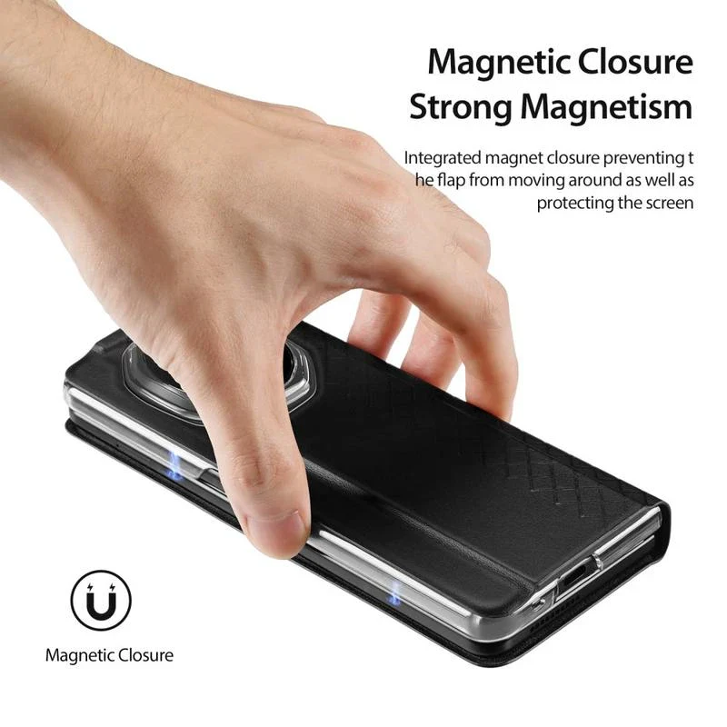 [With Card Slot] Honor Magic V3 - Premium PU Leather Strong Magnetic Foldable Protective Case - Image 3