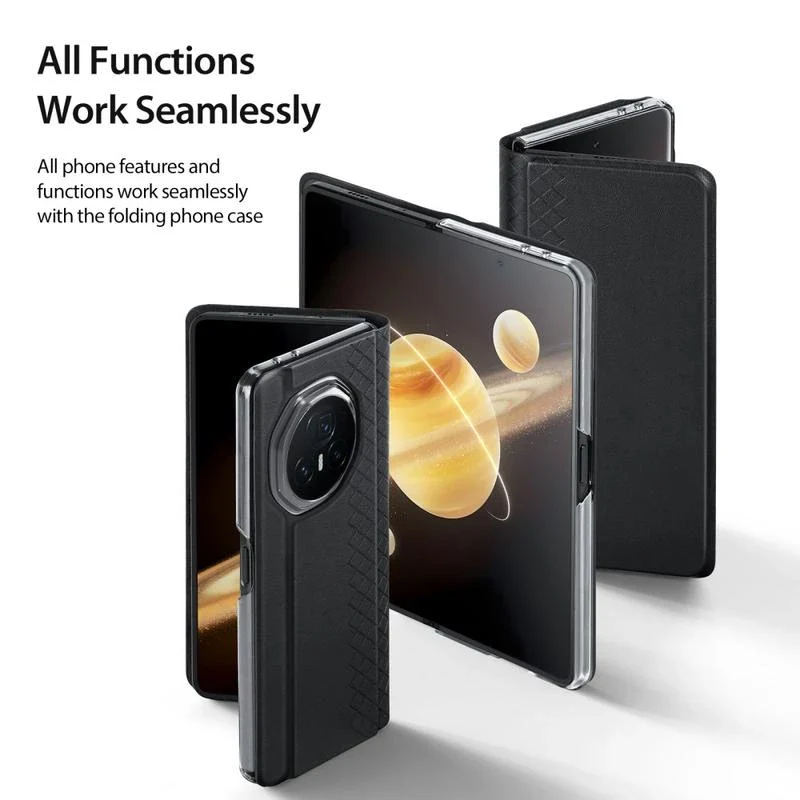 [With Card Slot] Honor Magic V3 - Premium PU Leather Strong Magnetic Foldable Protective Case - Image 4
