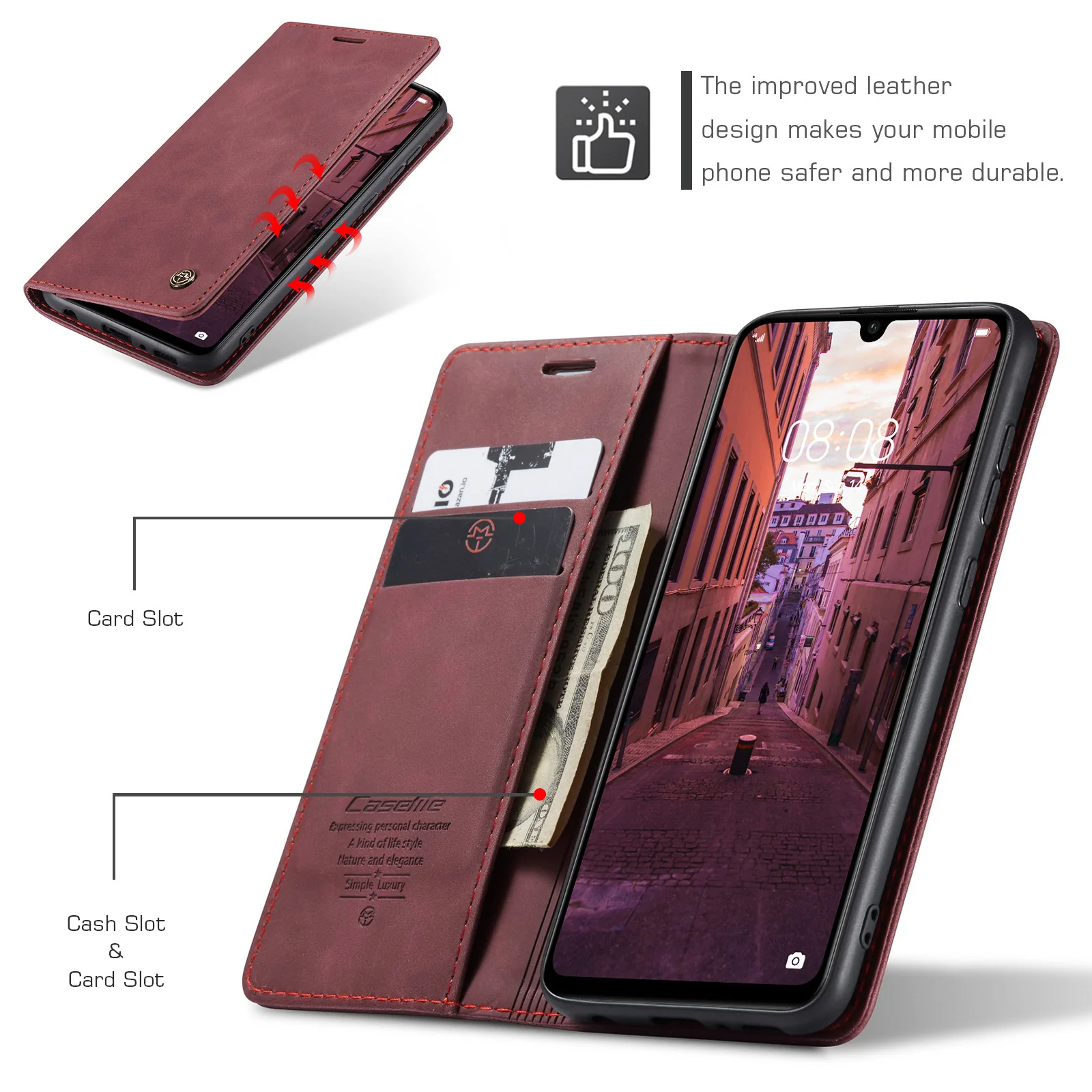 [With Card Slot] Huawei P50/Pro Multi-Functional Leather Flip Shockproof Wallet Case - Image 10