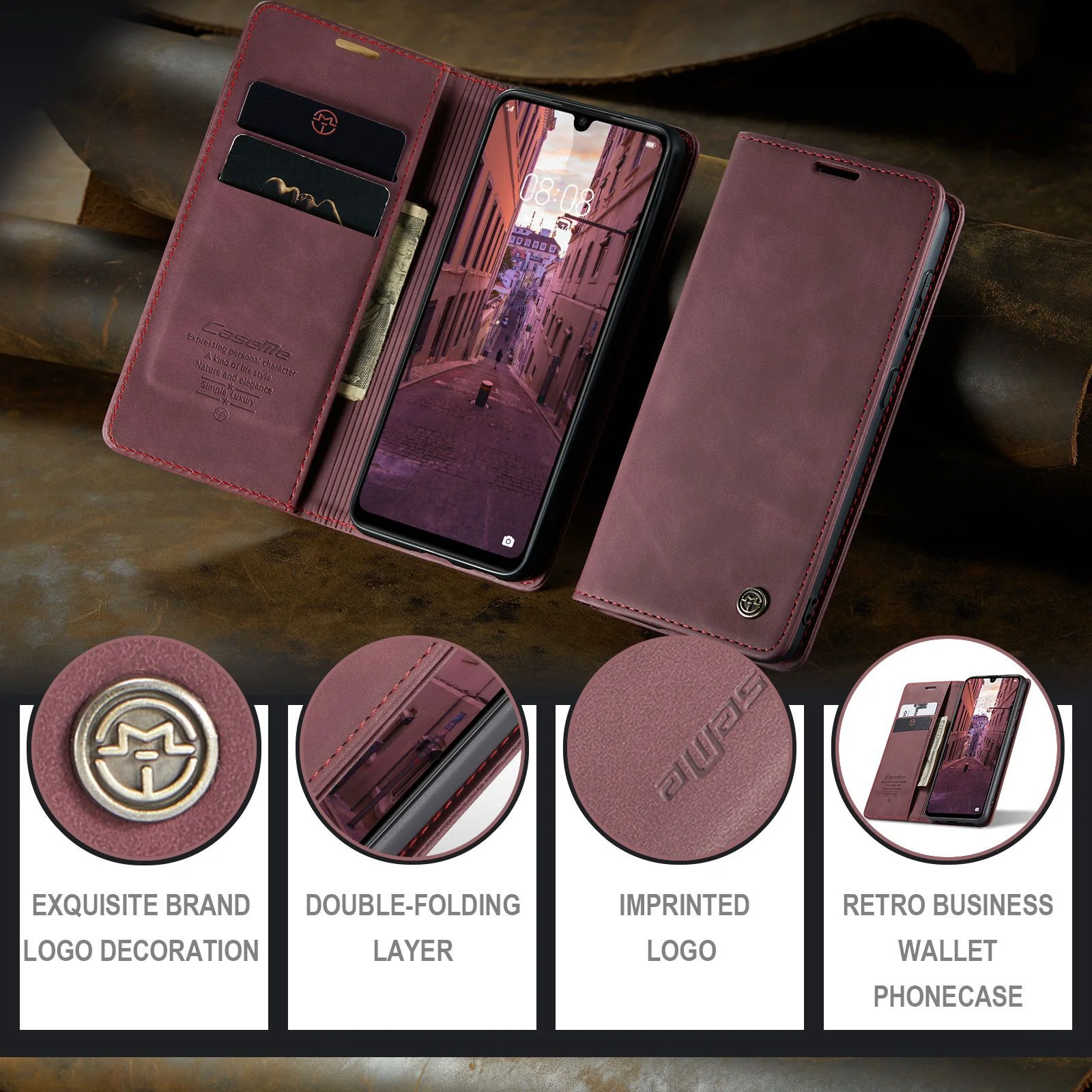 [With Card Slot] Huawei P50/Pro Multi-Functional Leather Flip Shockproof Wallet Case - Image 4