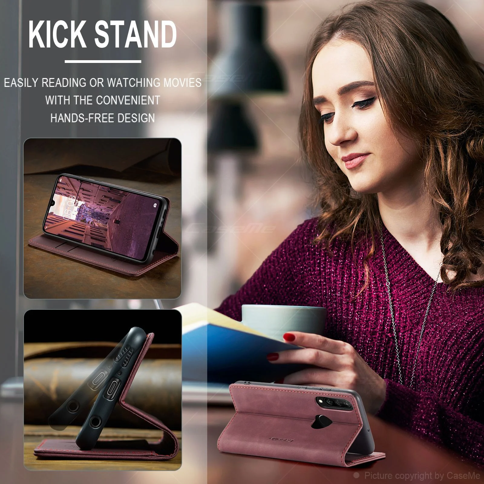[With Card Slot] Huawei P50/Pro Multi-Functional Leather Flip Shockproof Wallet Case - Image 5