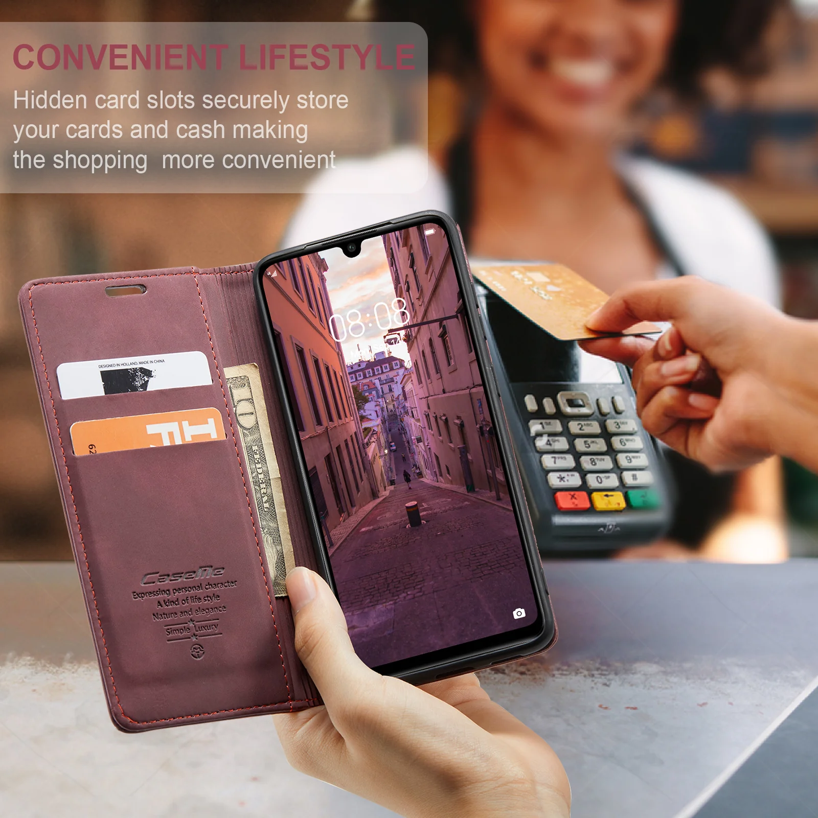 [With Card Slot] Huawei P50/Pro Multi-Functional Leather Flip Shockproof Wallet Case - Image 6