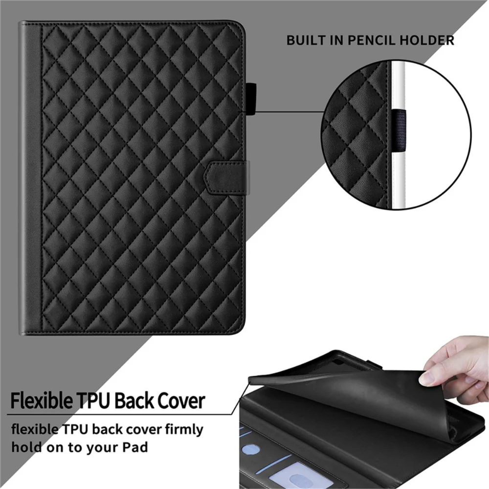 [With Card Slot] Lenovo Tab M10 Plus (3rd Gen) 10.6" inch 2022 - Diamond-patterned PU Leather Stand Case - Image 10