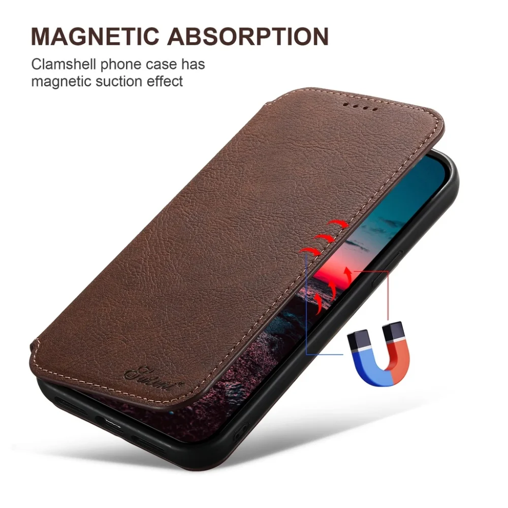 [With Card Slot][Magsafe Compatible] Apple iPhone 15/Plus/Pro/Max - Business Drop Proof PU Leather Flip Wallet Series Stand Case - Image 10