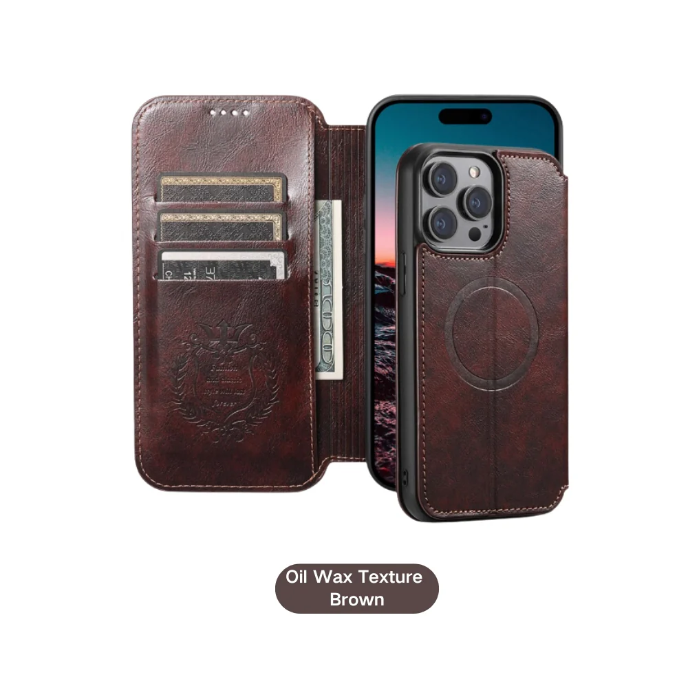 [With Card Slot][Magsafe Compatible] Apple iPhone 15/Plus/Pro/Max - Business Drop Proof PU Leather Flip Wallet Series Stand Case - Image 6