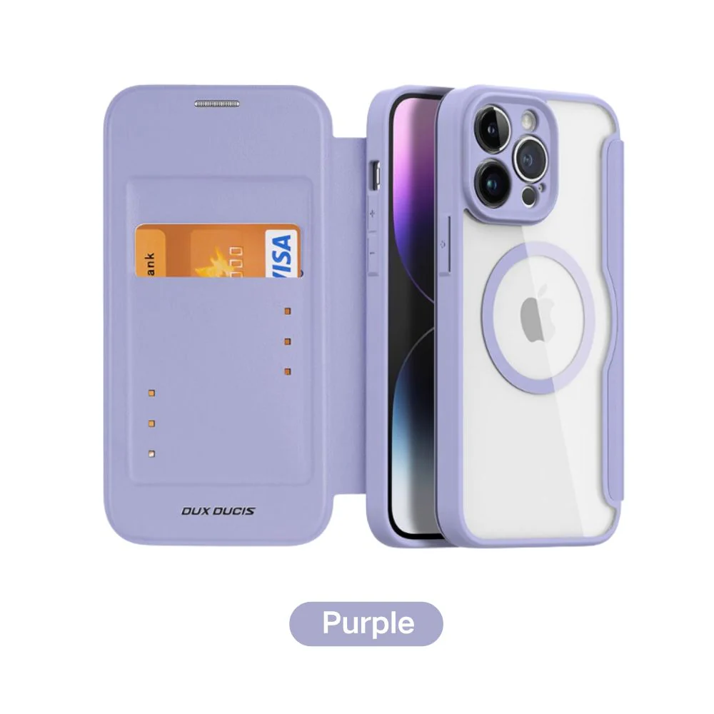 [With Card Slot][Magsafe Compatible] Apple iPhone 13/Pro/Max - Magnetic Catch Transparent Shockproof Flip PU Leather Wallet Series Case - Image 10