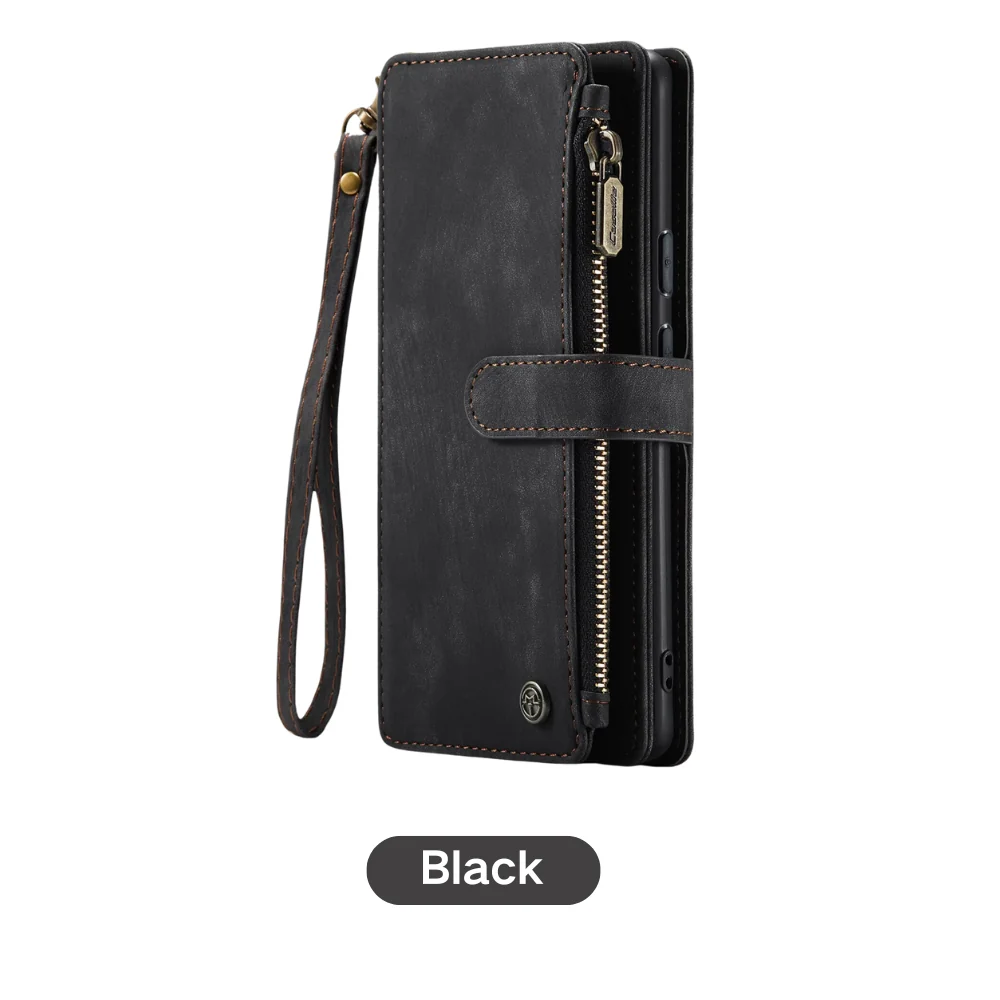 [With Card Slot][Magsafe Compatible] Google Pixel 7/7A/7 Pro - Lanyard PU Leather Flip Wallet With Zip Series Stand Case - Image 10