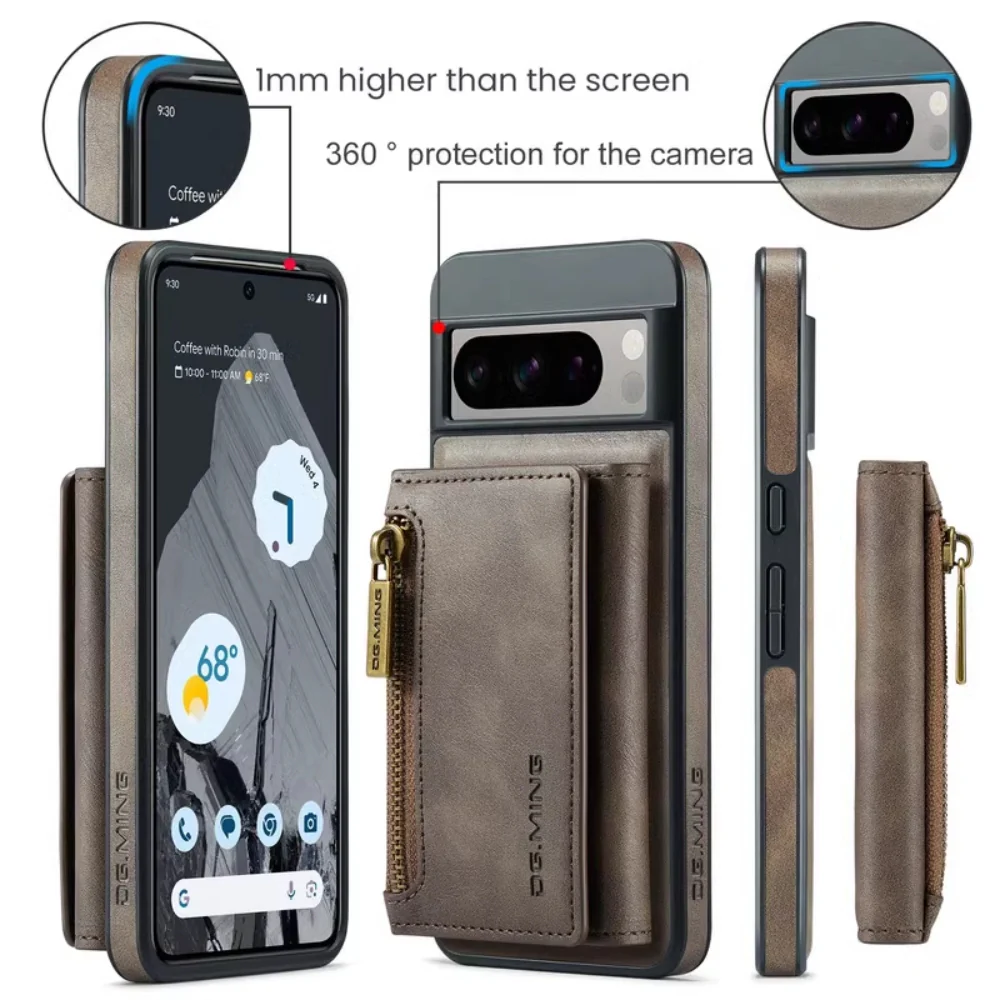 [With Card Slot][[Magsafe Compatible]] Google Pixel 8/8A/8 Pro - Business PU Leather Wallet With Zip Series Stand Case - Image 16