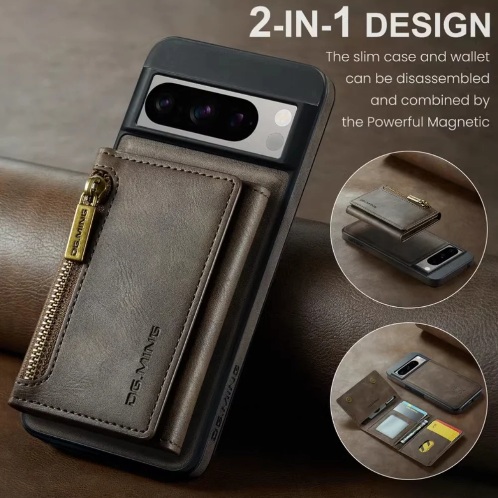 [With Card Slot][[Magsafe Compatible]] Google Pixel 8/8A/8 Pro - Business PU Leather Wallet With Zip Series Stand Case - Image 8