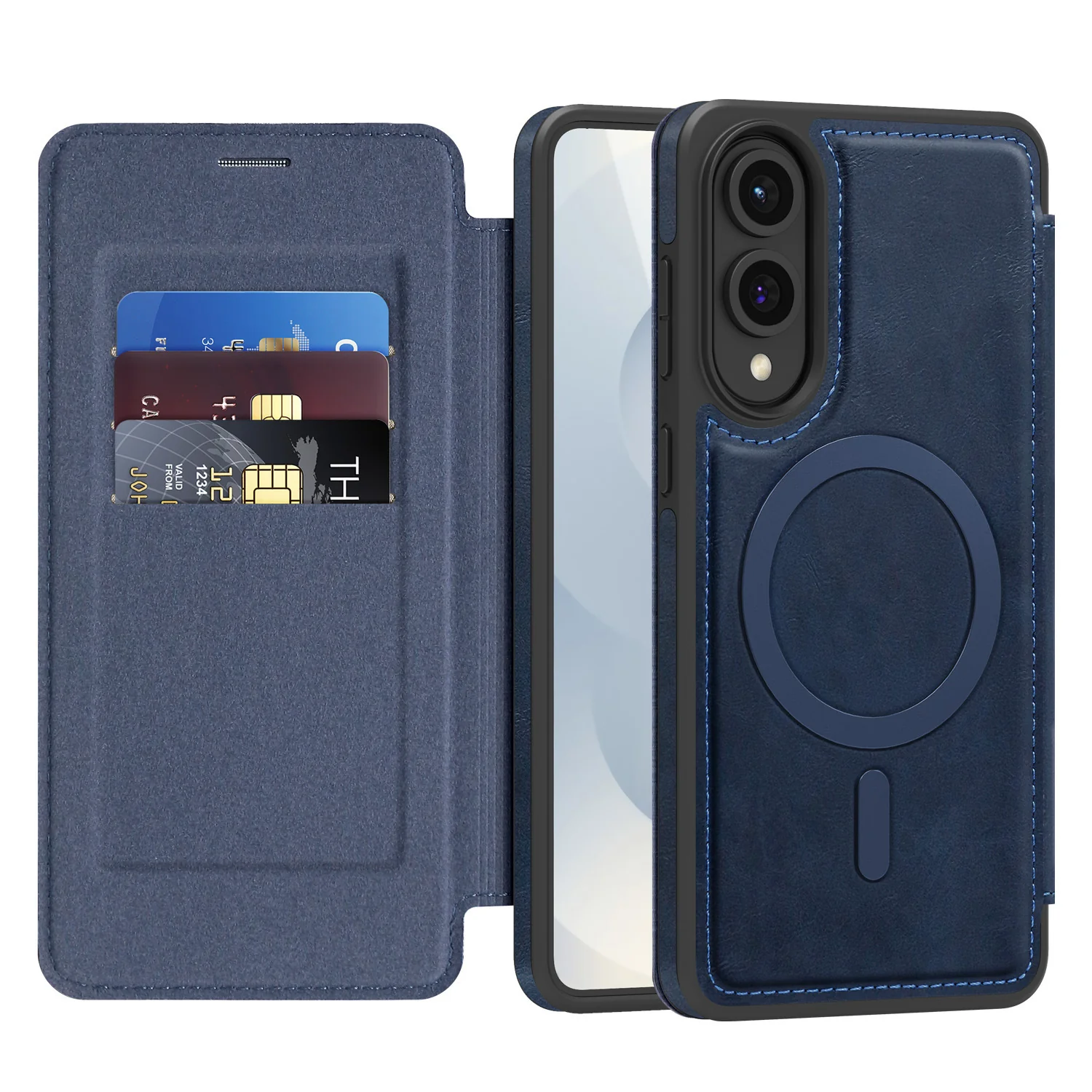 [With Card Slot][Magsafe Compatible] Samsung S23/Plus/Ultra Premium Multi-functional Leather Folding Shockproof Wallet Series Case - Image 5