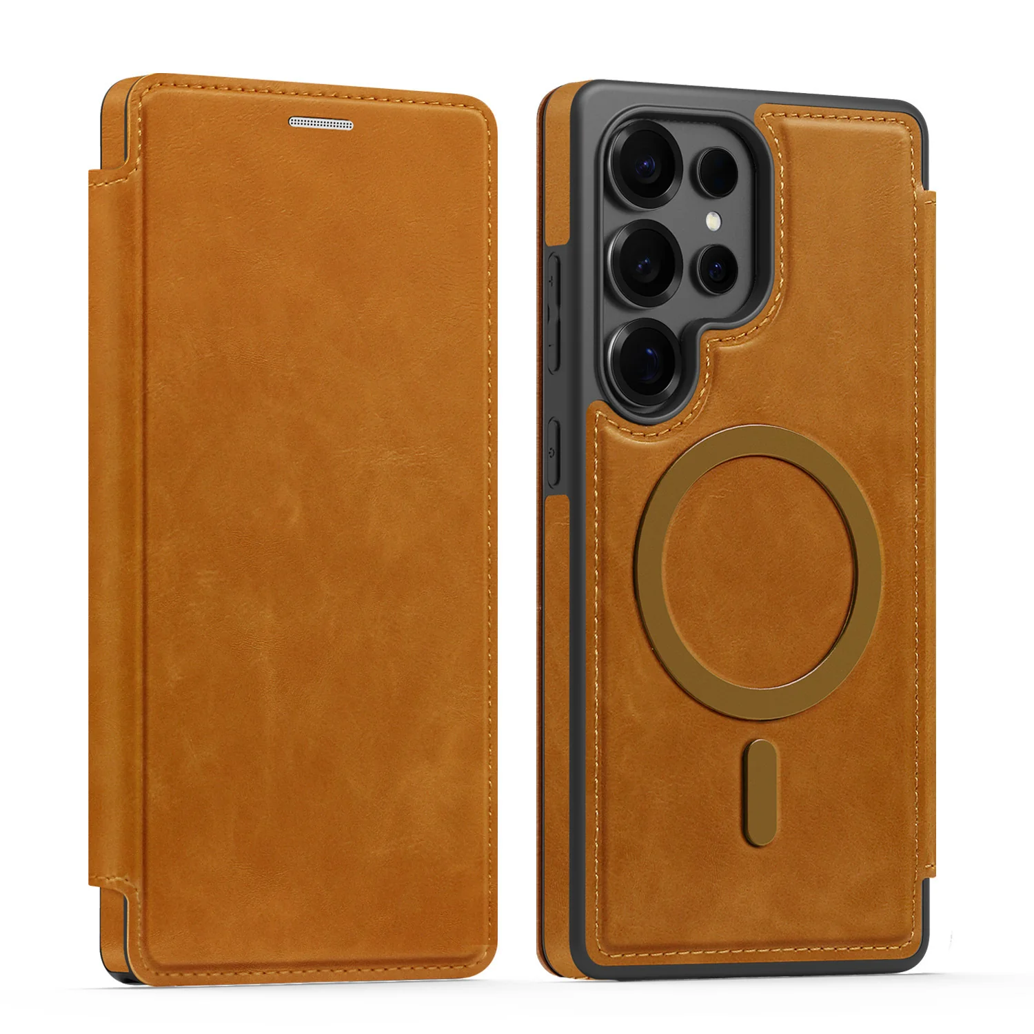 [With Card Slot][Magsafe Compatible] Samsung S23/Plus/Ultra Premium Multi-functional Leather Folding Shockproof Wallet Series Case - Image 9