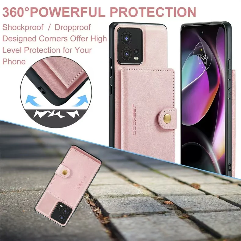 [With Card Slot] Motorola Moto Edge 30 Fusion Detachable Card Holder Leather Shockproof Wallet Series Case - Image 4