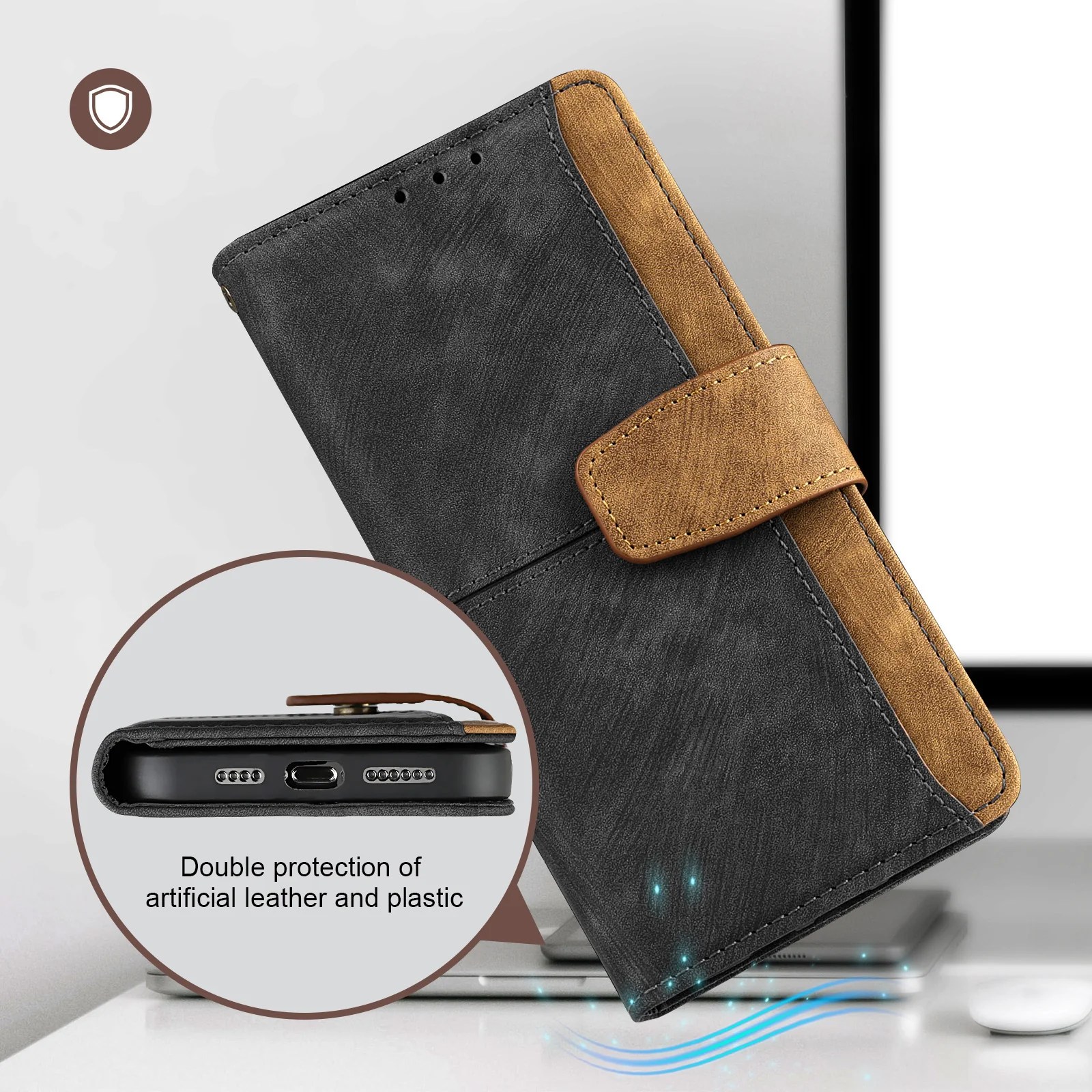 [With Card Slot] Motorola Moto E22/i Full-coverage Shockproof Wallet Series Case - Image 10