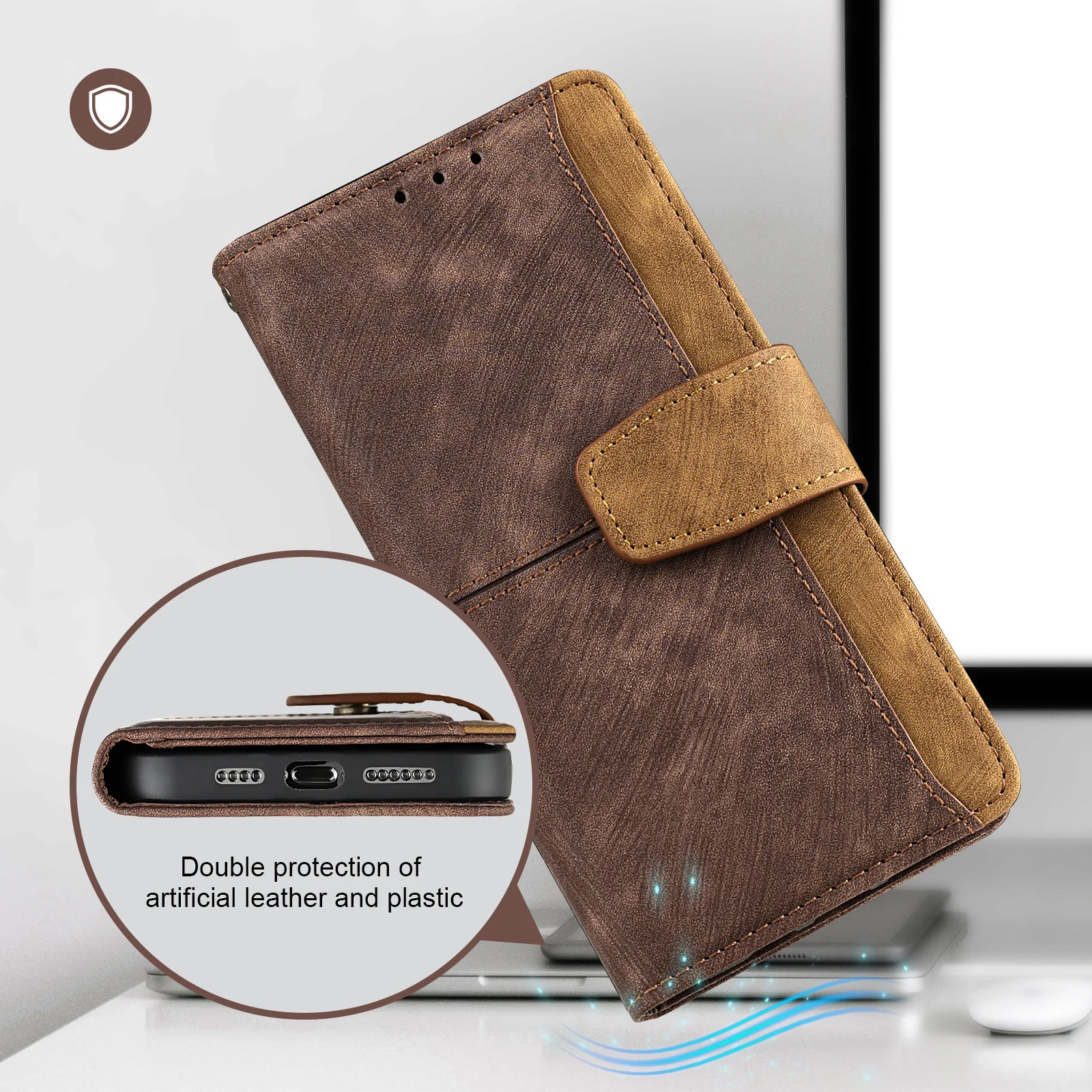 [With Card Slot] Motorola Moto E22/i Full-coverage Shockproof Wallet Series Case - Image 11