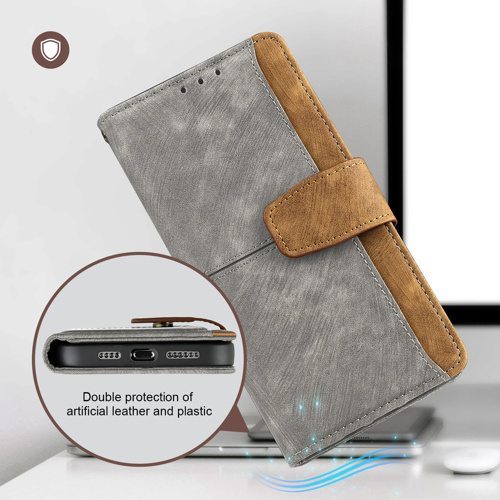 [With Card Slot] Motorola Moto E22/i Full-coverage Shockproof Wallet Series Case - Image 12
