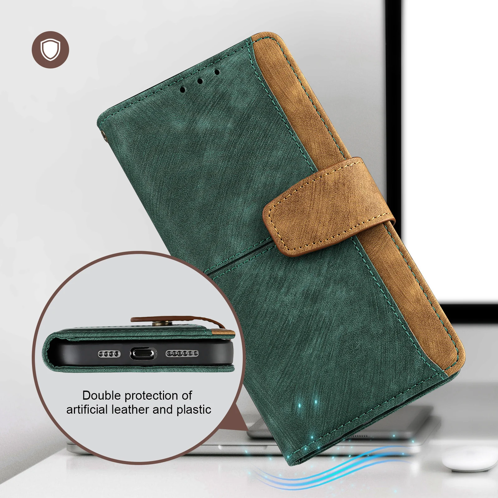 [With Card Slot] Motorola Moto E22/i Full-coverage Shockproof Wallet Series Case - Image 13