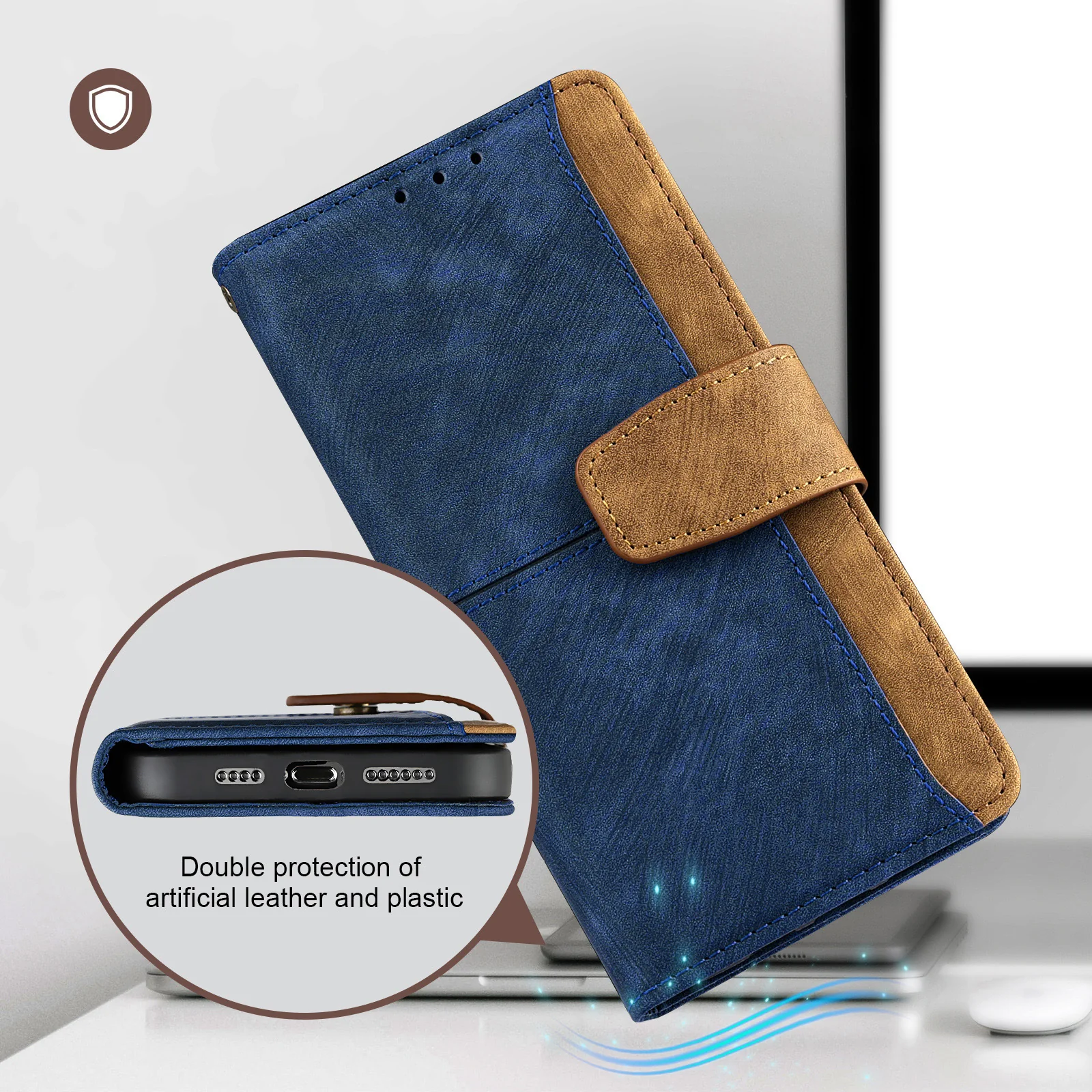 [With Card Slot] Motorola Moto E22/i Full-coverage Shockproof Wallet Series Case - Image 2