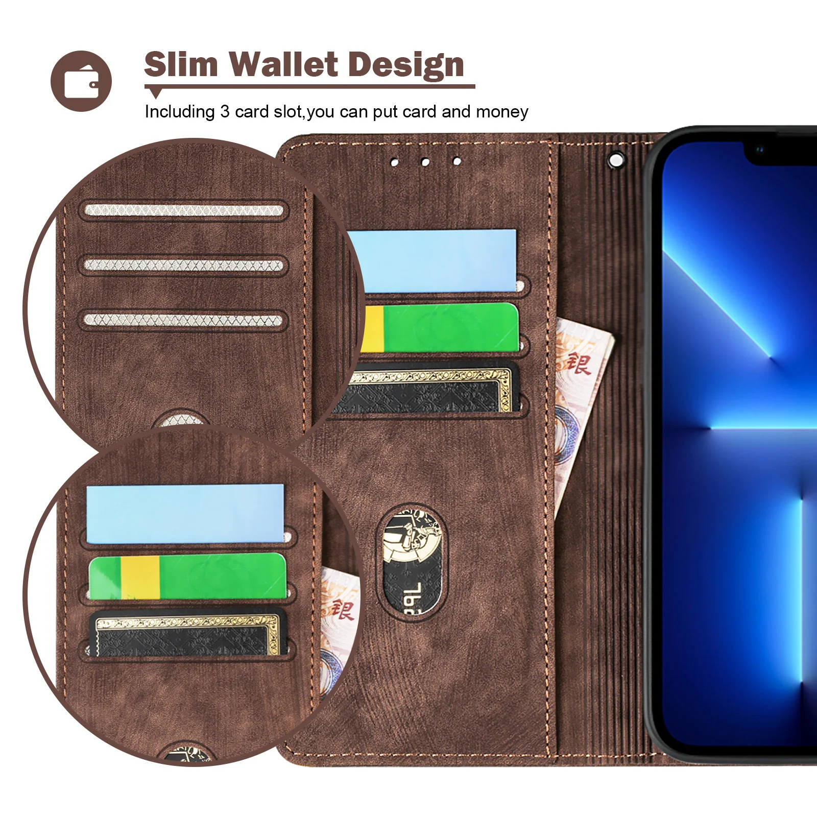 [With Card Slot] Motorola Moto E22/i Full-coverage Shockproof Wallet Series Case - Image 4