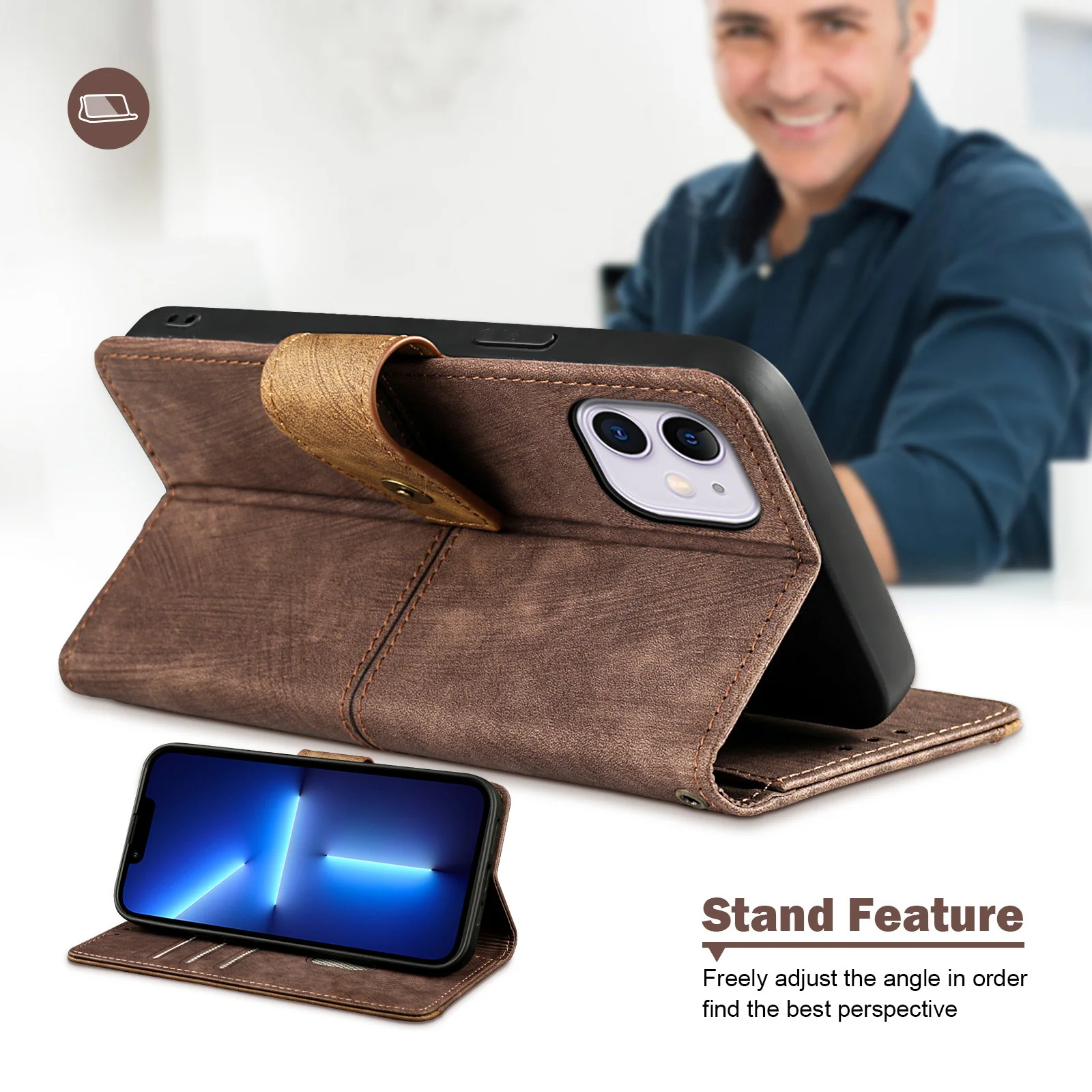 [With Card Slot] Motorola Moto E22/i Full-coverage Shockproof Wallet Series Case - Image 8