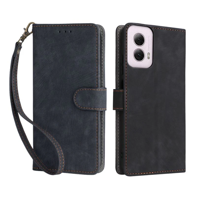 [With Card Slot][With Lanyard] Motorola Moto G75 Multi Functional Buckle Flap Wallet Series Case - Image 8