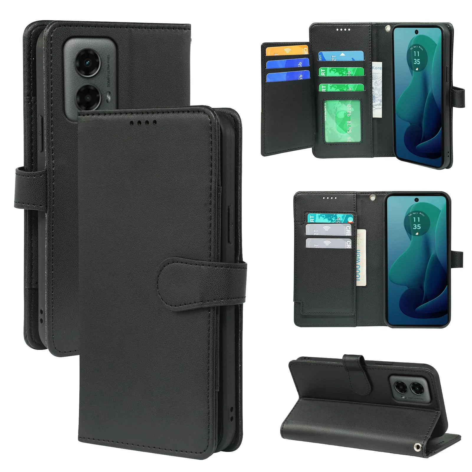 [With Card Slot] Motorola Moto G05/E15 Multi Functional Leather Buckle Flap Wallet Series Case - Image 6