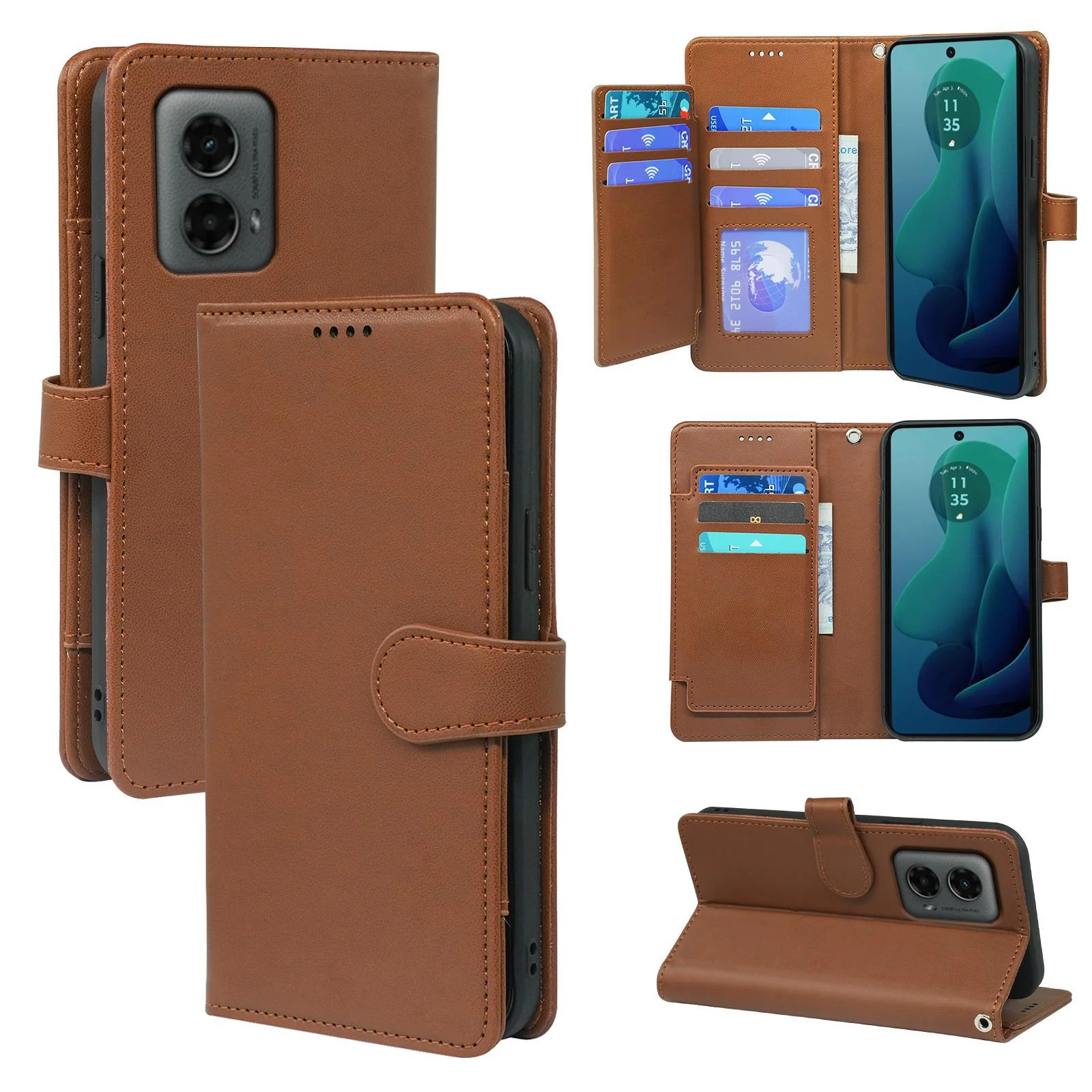 [With Card Slot] Motorola Moto G05/E15 Multi Functional Leather Buckle Flap Wallet Series Case - Image 8