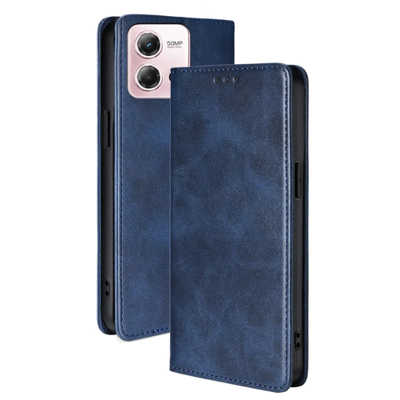 [With Card Slot] Motorola Moto G55 Premium Leather Business Flip Cover Shockproof Wallet Case