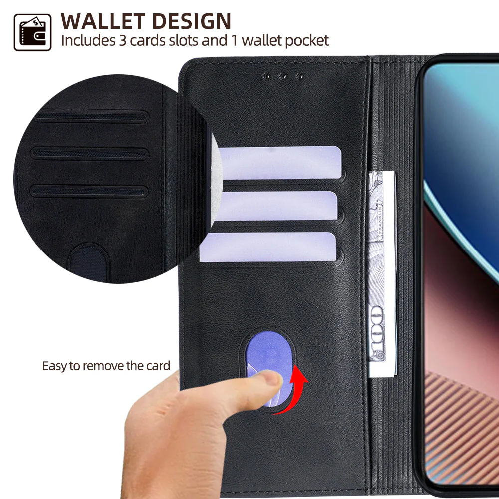 [With Card Slot] Motorola Moto G55 Premium Leather Business Flip Cover Shockproof Wallet Case - Image 11