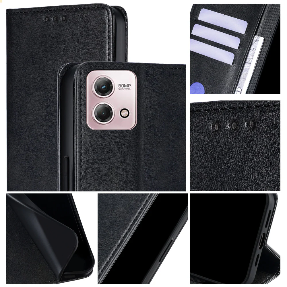 [With Card Slot] Motorola Moto G55 Premium Leather Business Flip Cover Shockproof Wallet Case - Image 12