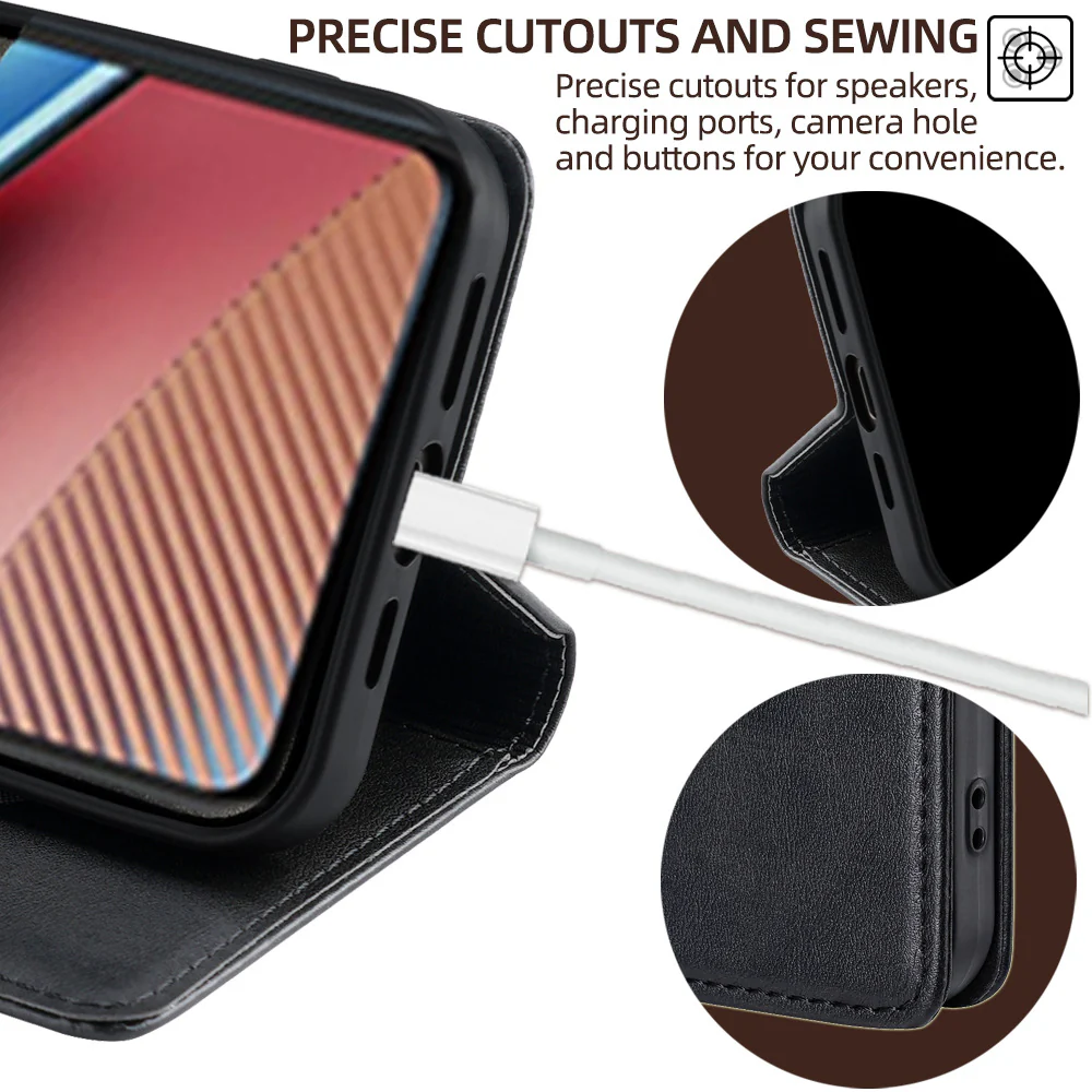 [With Card Slot] Motorola Moto G55 Premium Leather Business Flip Cover Shockproof Wallet Case - Image 8