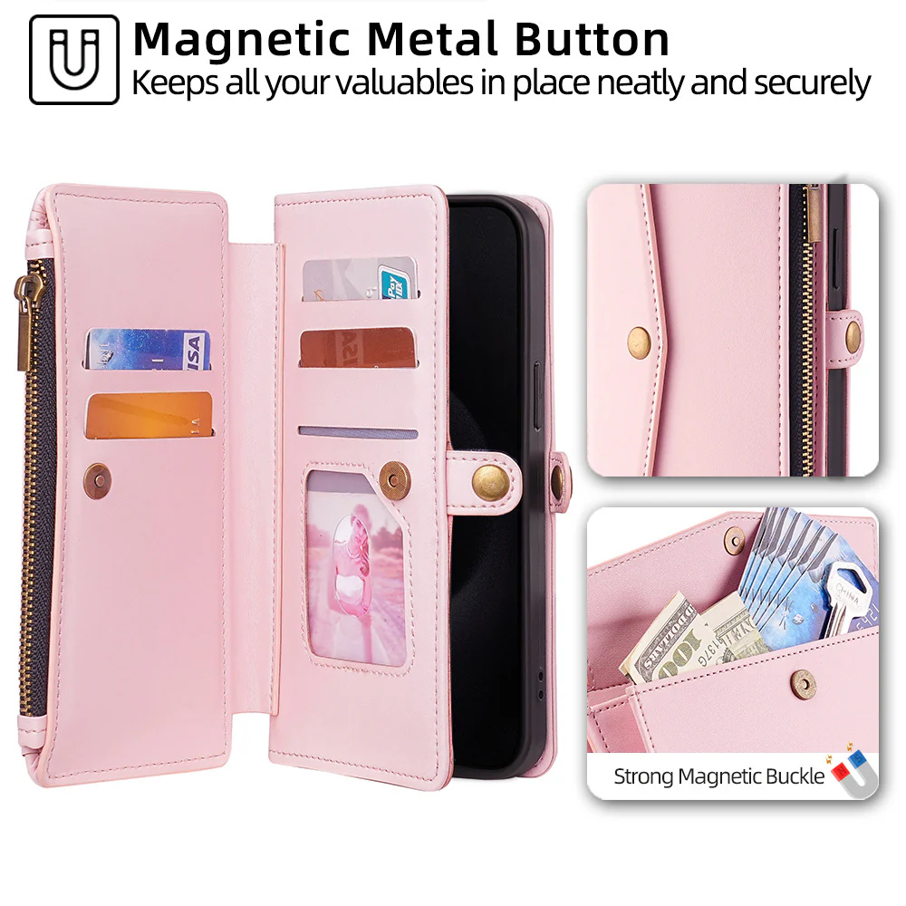 [With Card Slot] Nokia C110 4G - Women Crossbody Wallet Stand Case With Lanyard - Image 10