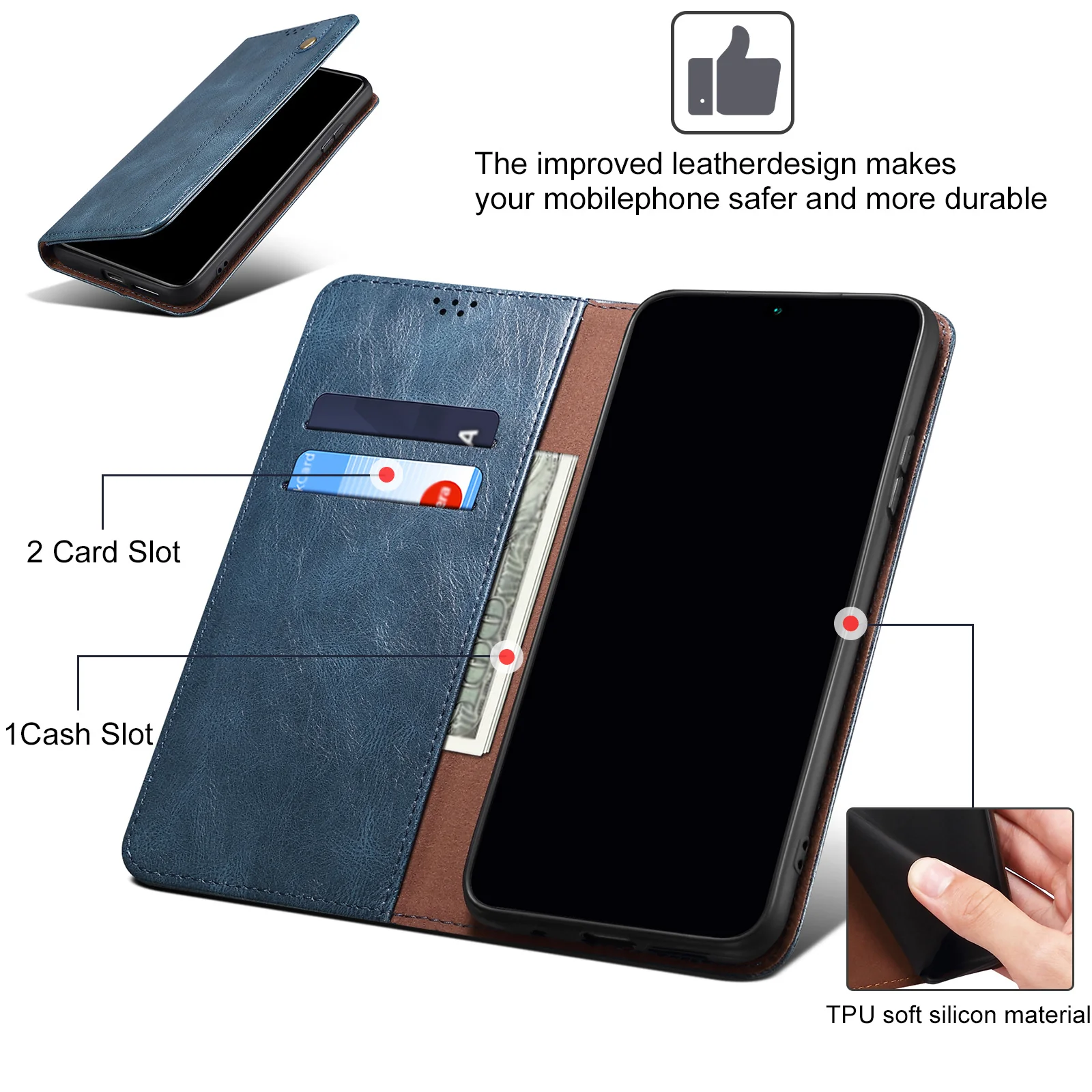 [With Card Slot] Nothing Phone (3a)/Pro Premium PU leather Flip Wallet Stand Cover - Image 5