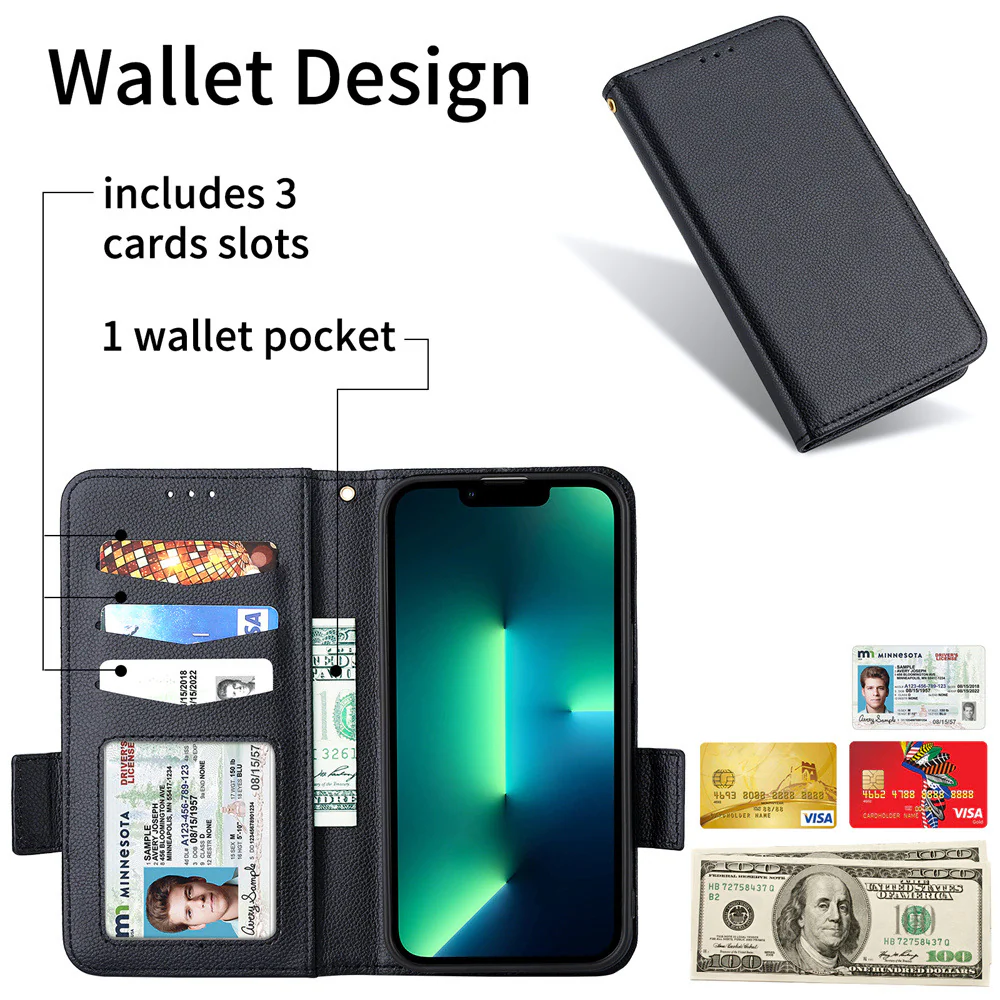 [With Card Slot] OPPO A5 Pro 5G - Premium Lychee-Grain Flip Leather Case With Detachable Wrist Strap - Image 14