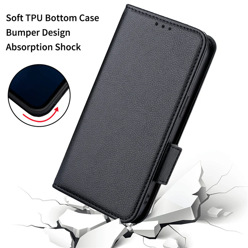 [With Card Slot] OPPO A5 Pro 5G - Premium Lychee-Grain Flip Leather Case With Detachable Wrist Strap - Image 15