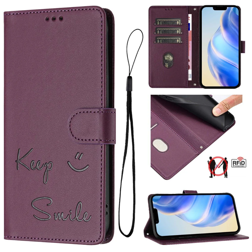 [With Card Slot] OPPO A80 5G/K12X 5G/A3 PRO 5G  - Fashion Smile PU Leather Wallet Series Stand Case With Lanyard - Image 15