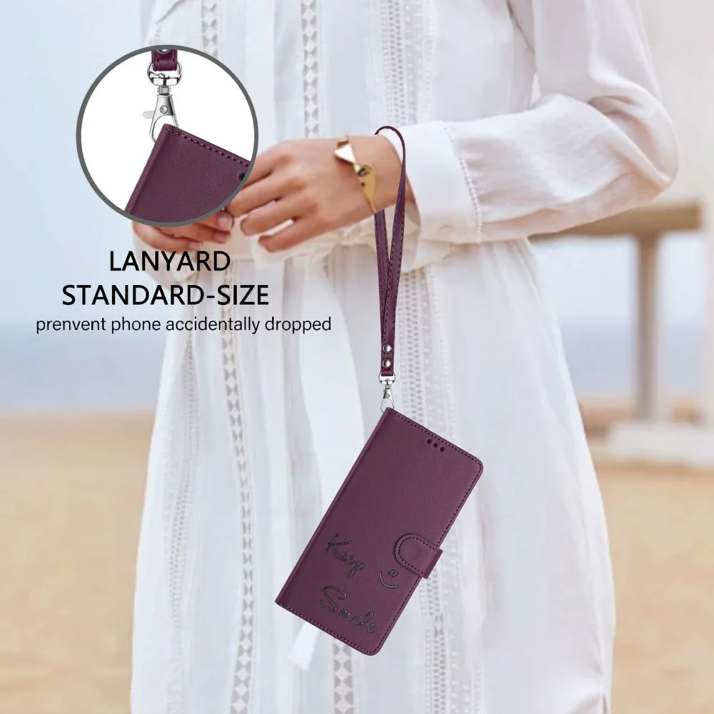 [With Card Slot] OPPO A80 5G/K12X 5G/A3 PRO 5G  - Fashion Smile PU Leather Wallet Series Stand Case With Lanyard - Image 4
