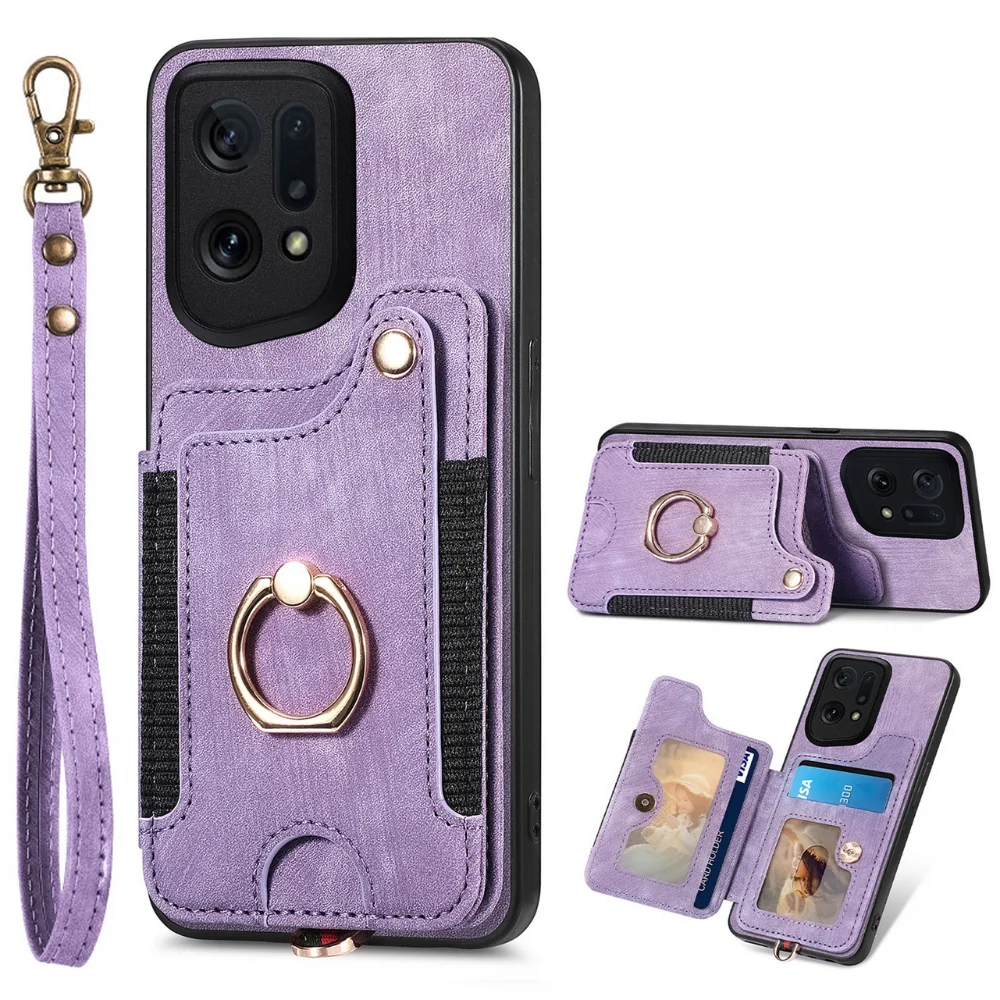 [With Card Slot] OPPO Find X5/Pro - Vintage Wallet Shockproof Stand Phone Case - Image 6
