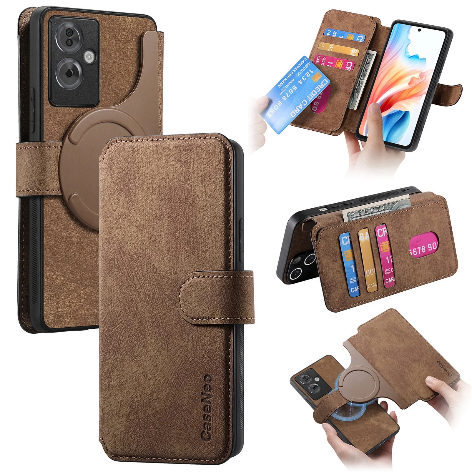 [With Card Slot] OPPO A78 4G / 5G - Multi-functional Leather Wallet Case With Magnetic Flip Cover - Image 2