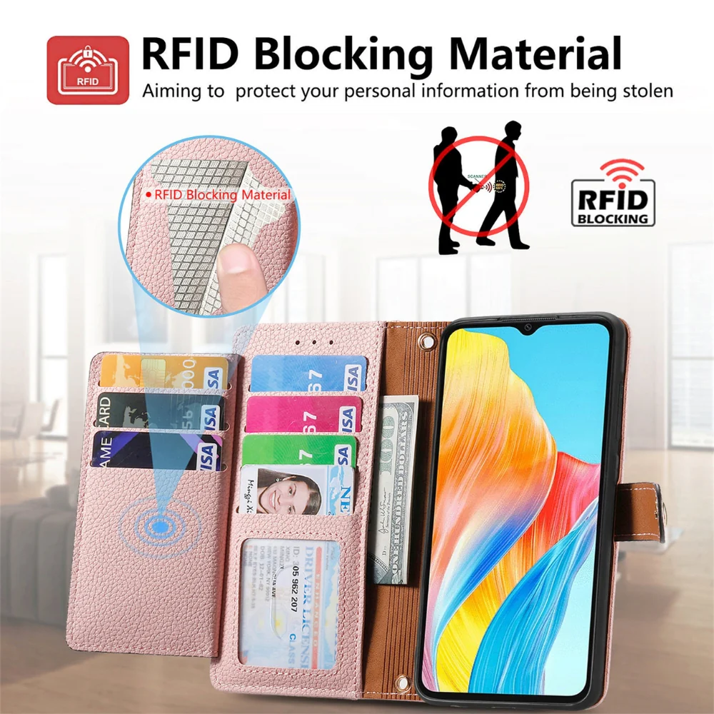 [With Card Slot] OPPO Reno12/Pro - PU leather Crossbody Wallet Style Shockproof Phone Case - Image 11
