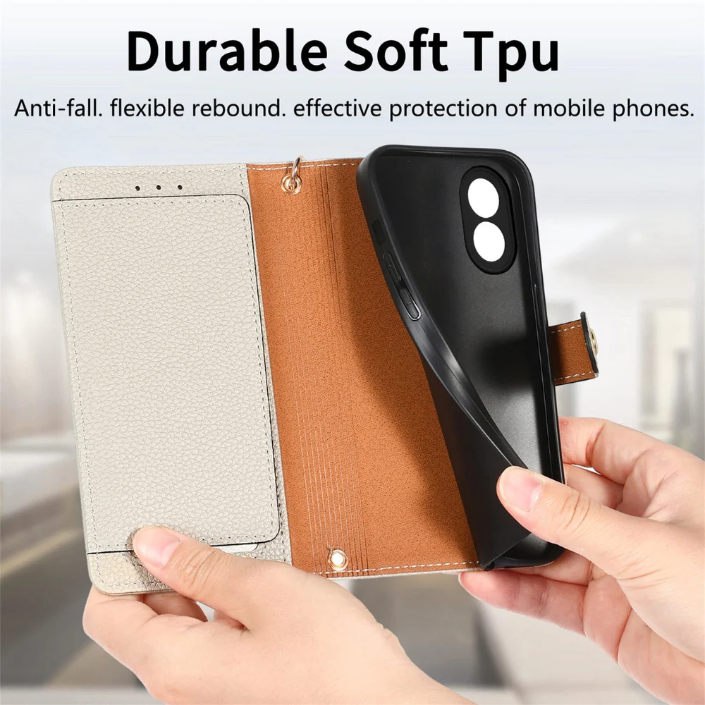 [With Card Slot] OPPO Reno12/Pro - PU leather Crossbody Wallet Style Shockproof Phone Case - Image 12
