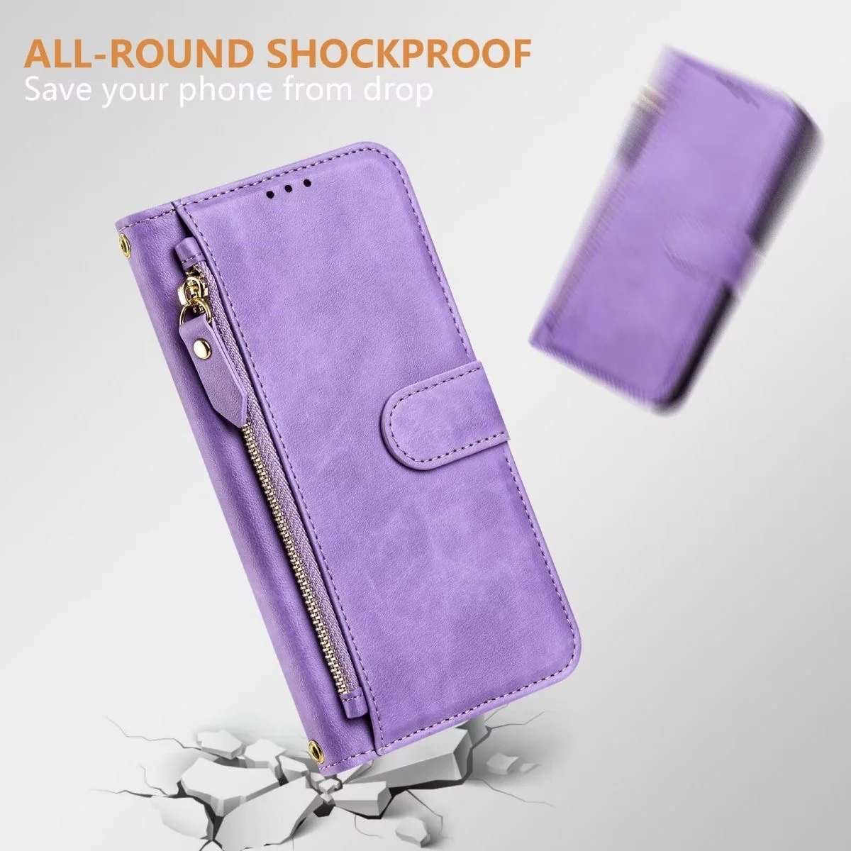 [With Card Slot] OPPO Reno14 & Pro - PU Leather Full-Body Flip Zipper Wallet Case - Image 10