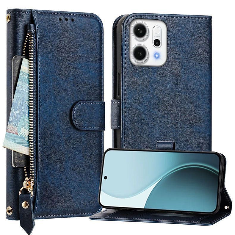 [With Card Slot] OPPO Reno14 & Pro - PU Leather Full-Body Flip Zipper Wallet Case - Image 4