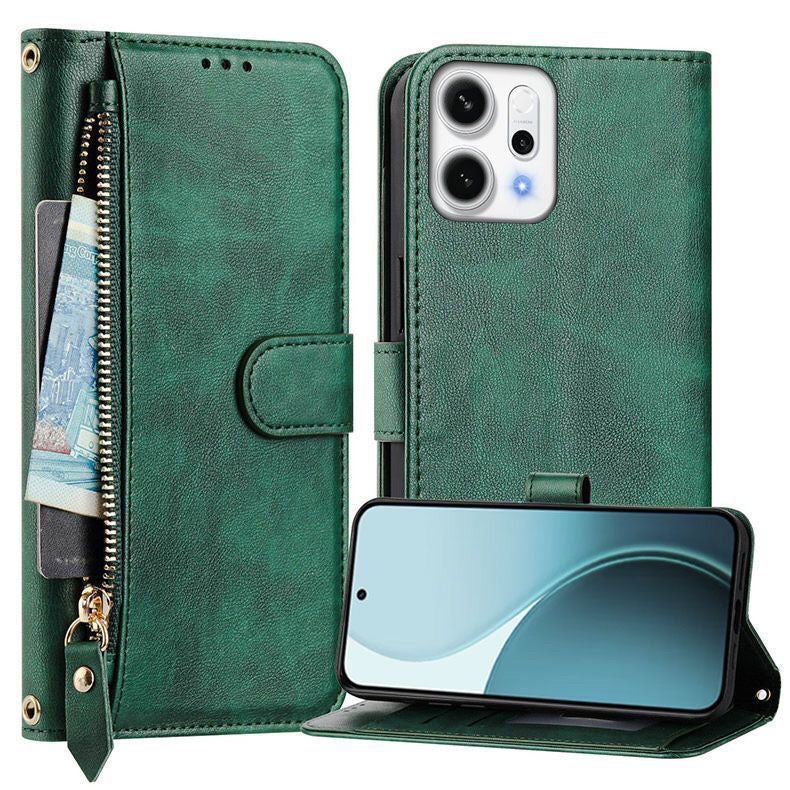 [With Card Slot] OPPO Reno14 & Pro - PU Leather Full-Body Flip Zipper Wallet Case - Image 6